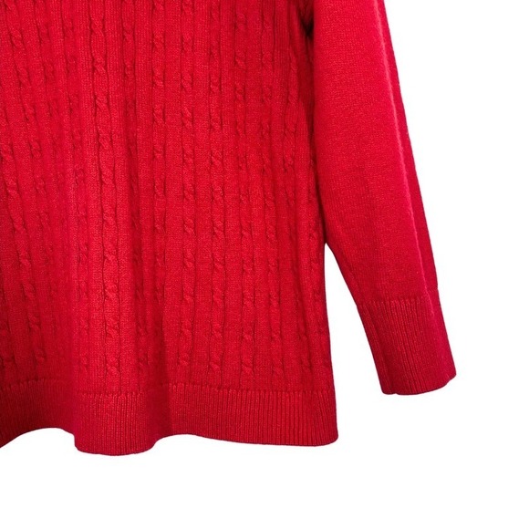 Talbots Cable Knit Red Sweater 2XP Plus Petite Cotton Blend Classic Crewneck Top - Picture 4 of 9